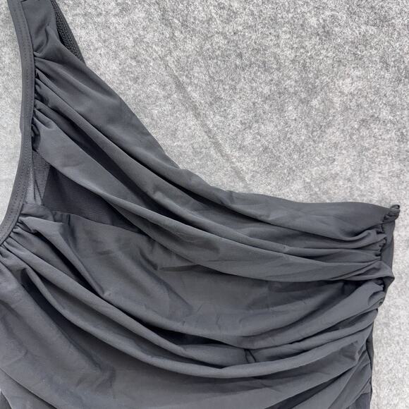 MiracleSuit Womens Jena One Shoulder One Piece Size 16 Black Mesh Slimming Beach - Picture 7 of 16